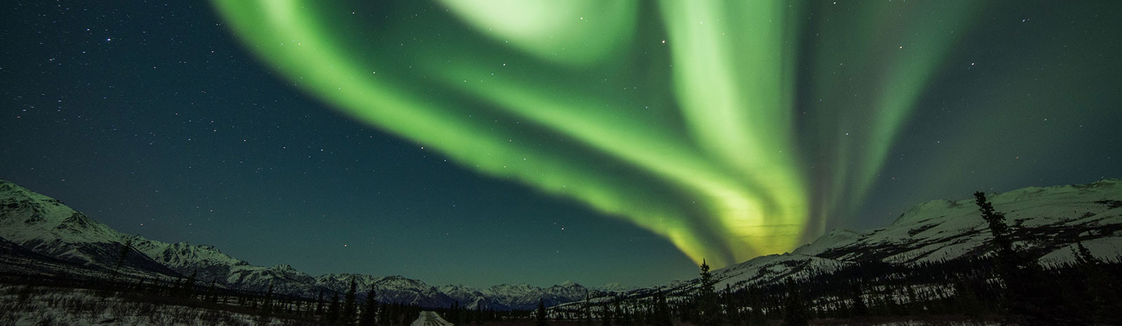 View of the Northern Lights in Alaska.